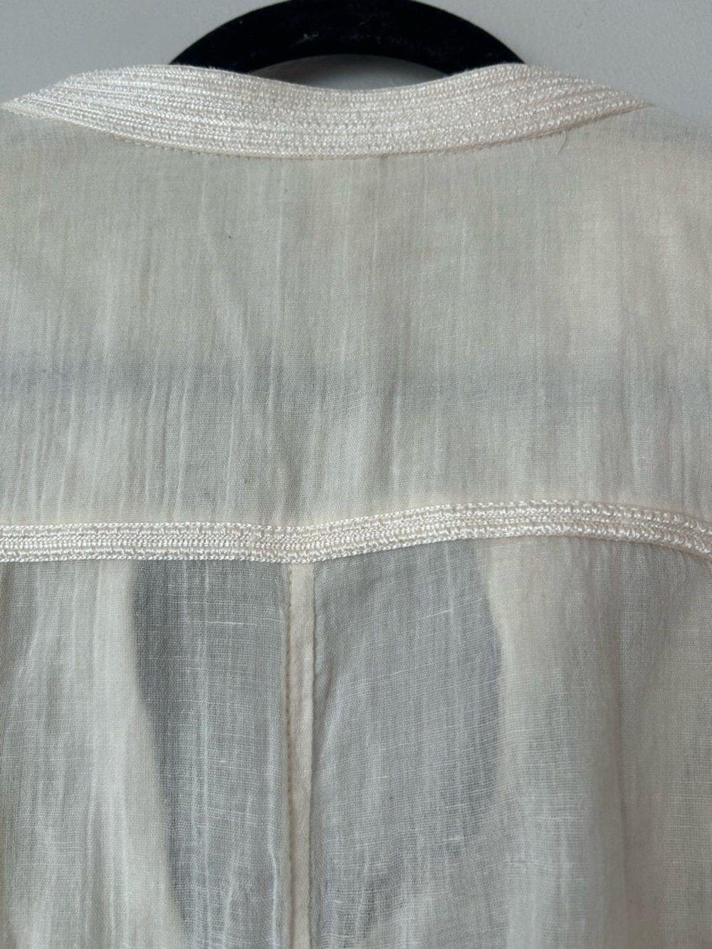 Free People New Romantics Cream Blouse Shirt with Brown Sequin Bib boho L - Picture 9 of 13